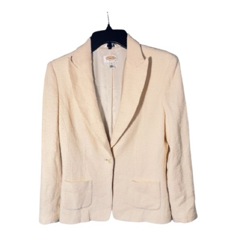 Talbots Petite Cream beige Italian fabric wool dress blazer business jacket